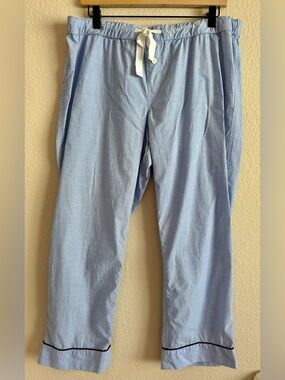 J.Crew Womens Blue Cotton Pajama Pants Size L Drawstring Sleepwear